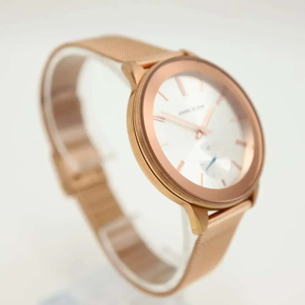 Anne Klein Rose Gold Tone Small Seconds 38mm Womens Watch w New Battery